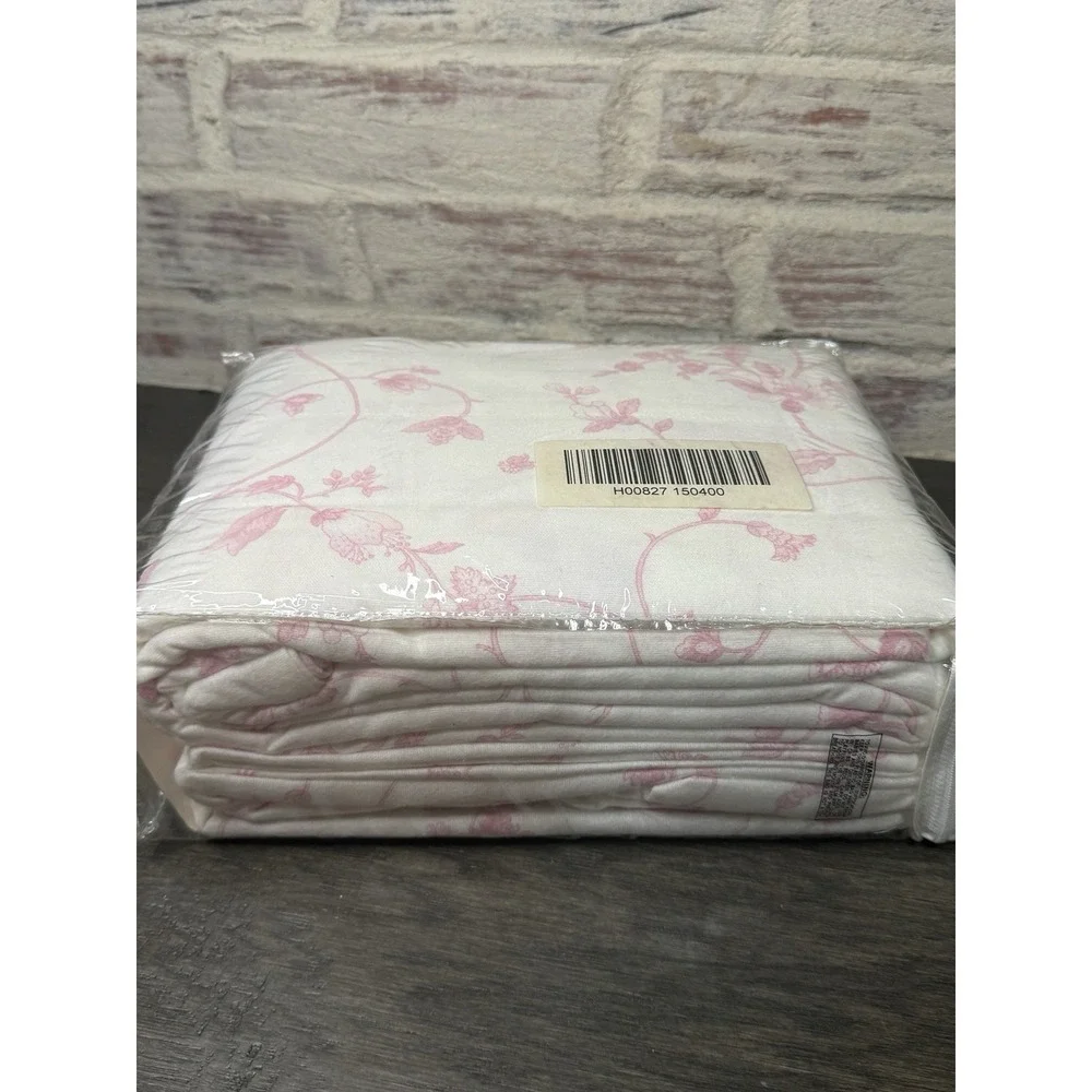 Northern Nights Twin Sheet Set Pink Floral Flannel Cotton Flowers NOS QVC